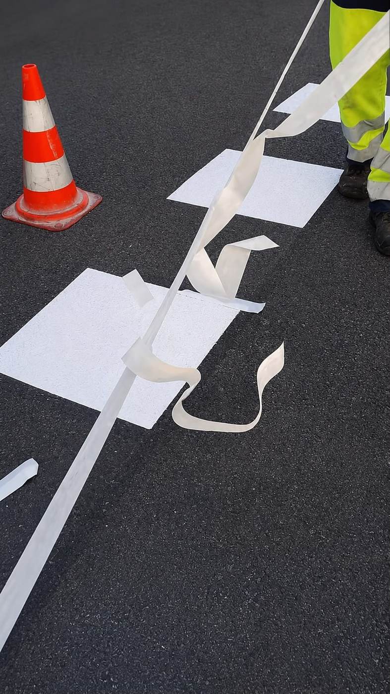 Bandes de marquage fraîchement appliquées