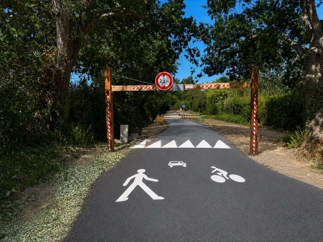 Allée en enrobé devant des garages